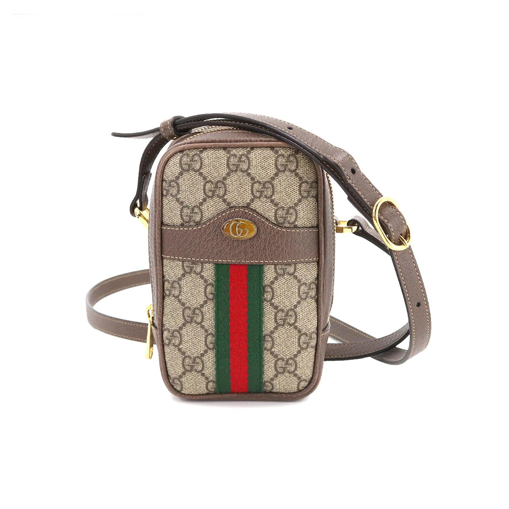 Gucci Ophidia GG Supreme Shoulder Bag Leather Beige Brown